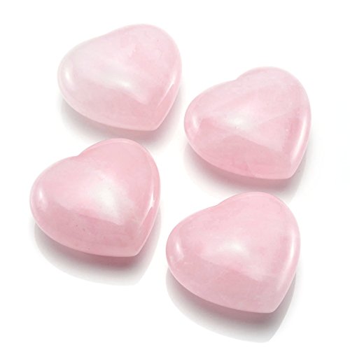 CrystalTears - 2 piedras de cuarzo rosa con corazón tallado en la palma para curar el chakra y el reiki, con caja de regalo