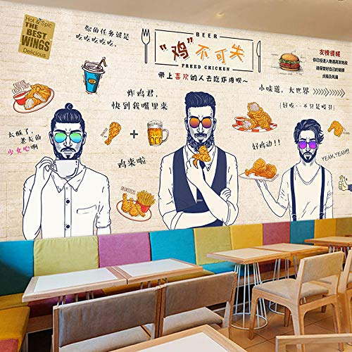 CSZBH Papel Pintado Mural 3D Autoadhesivo (An.) 450X (Alto) 300Cm Hamburguesa De Pollo Frito Coreano Restaurante Tienda Gourmet Papel Tapiz 3D Sala De Estar Dormitorio Habitación De Niños Oficina Tv