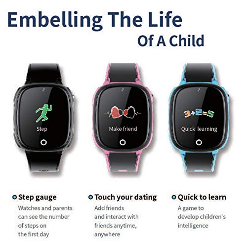 CUHAWUDBA Hw11 - Reloj inteligente para niños, antipérdidas, reloj inteligente con control de llamada, resistente al agua, color negro