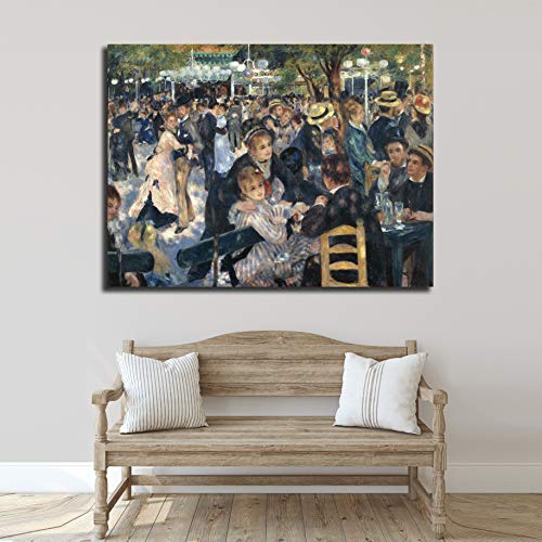 Desconocido Cuadro Lienzo Baile en Le Moulin de la Galette Pierre Auguste Renoir – Varias Medidas - Lienzo de Tela Bastidor de Madera de 3 cm - Impresion en Alta resolucion (120, 89)