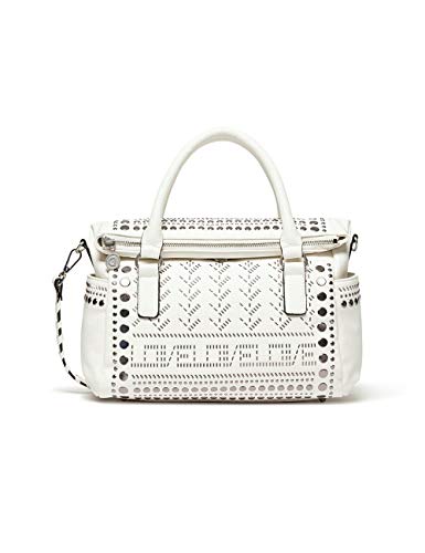 Desigual Bols_azabache Loverty - Bolso de mano para mujer (14 x 24 x 33 cm), color Blanco, talla 14x24x33 cm (B x H x T)