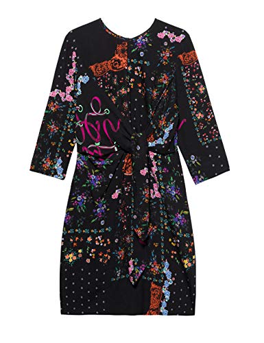 Desigual Dress Leia Vestido, Negro (Negro 2000), 44 para Mujer