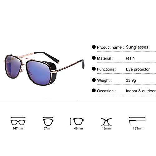 Deylaying Unisex Cuadrado Lentes de Sol UV Proteccion EyeGafas Doble Vigas Cuadrado Marco Moda de Colores Lentees Gafas