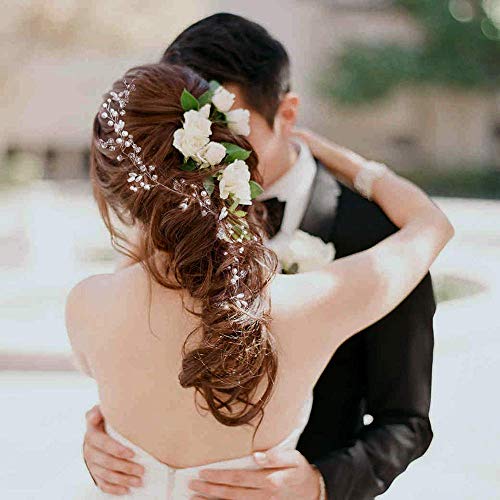 Diadema para el Pelo de Novia Cristal , Alambre para el Pelo Plateado, Nupcial Tocado Diademas Joyas, Novia Adornos Boda，Perlas Horquillas para el Pelo ,Accesorios para el Cabello para Boda