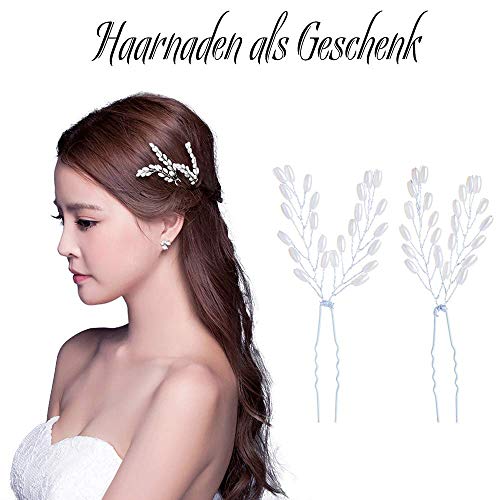 Diadema para el Pelo de Novia Cristal , Alambre para el Pelo Plateado, Nupcial Tocado Diademas Joyas, Novia Adornos Boda，Perlas Horquillas para el Pelo ,Accesorios para el Cabello para Boda