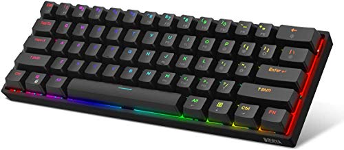 Dierya DK61E 60% Teclado mecánico para Juegos, Teclado PBT con Cable RGB retroiluminado Impermeable Tipo-C Intercambiable en Caliente Compacto 61 Teclas Teclado de computadora(Interruptor Rojo)