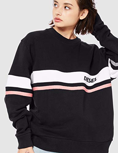 Diesel Sudadera para Mujer - Suéter con Cuello Redondo, Logo, Algodón (Negro, S (Small))