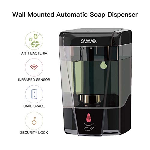 Dispensador de jabón automático SVAVO para montar en la pared, dispensador de jabón comercial sin contacto, bomba con sensor infrarrojo para casa, cocina, baño, hotel, oficina, 600 ml