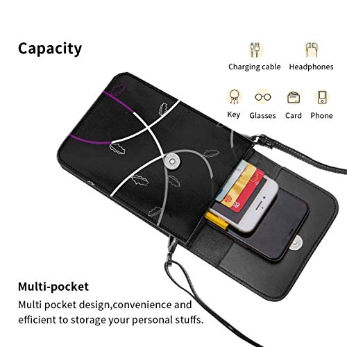 DJNGN Monedero para teléfono Celular, Hojas dentadas Bandera de Orgullo Asexual Bolso Bandolera pequeño Mini Bolso para teléfono Celular Monedero para Pasaporte con Correa de Hombro Ajustable