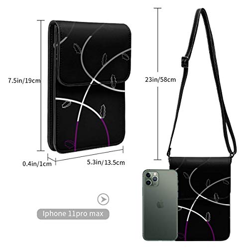 DJNGN Monedero para teléfono Celular, Hojas dentadas Bandera de Orgullo Asexual Bolso Bandolera pequeño Mini Bolso para teléfono Celular Monedero para Pasaporte con Correa de Hombro Ajustable