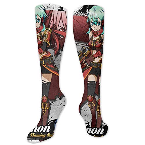 DJNGN Sinon Asuna Kirito Calcetines de compresión Unisex Medias para Adultos Cosplay Calcetines Largos hasta la Rodilla