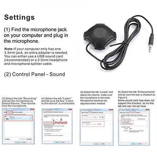 Docooler Micrófono de Condensador Ambiente Estéreo Mic 3.5mm Conector para Reuniones Comerciales Conferencia Computadora