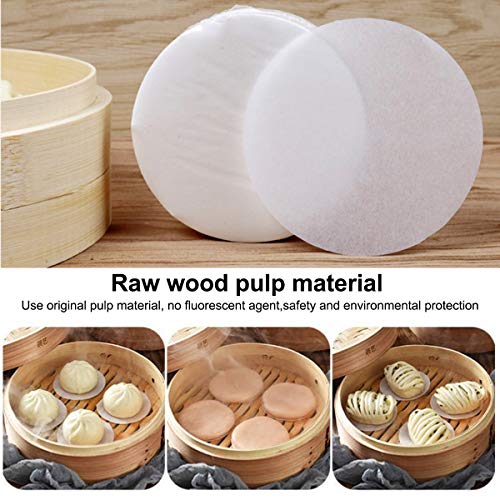 Dokpav hornear papel de pergamino, 500pcs 9cm Horno Papel Redondo Antiadherente, Papeles para Maquina de Hamburguesas, Bamboo Steamer Papel Liners, para Freír el Aire, Cesta de vapo, Sartén, Barbacoa