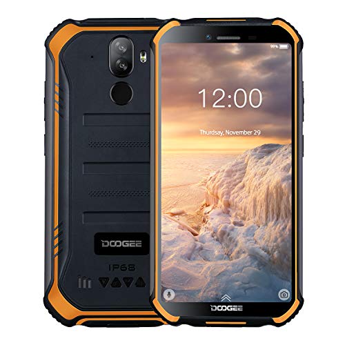 DOOGEE S40 4G Moviles Libres Resistente IP68/IP69K Impermeable Smartphone 4650mAh, Android 9.0 Telefono Movil Todoterreno 5.5’’ Cámara 8MP+5MP Dual SIM 3GB+32GB, NFC Face ID + Huella Digital - Naranja