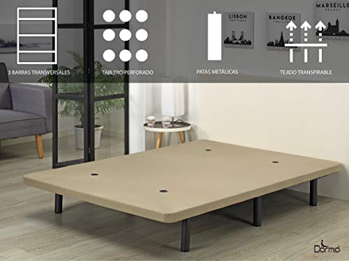 Dormio Base Tapizada con 3 Barras Transversales, Metal, 135X190