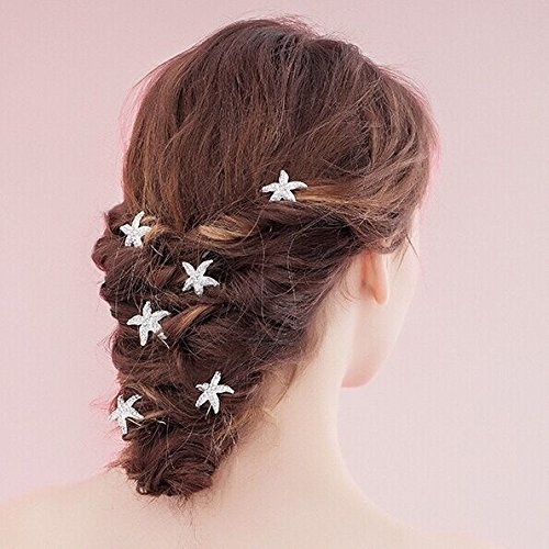 Dorquillas de Pelo, Czemo 6 piezas Pernos Pelo Cristal Estrellas de Mar Horquillas Novia Clips de Pelo Forma de U Clips