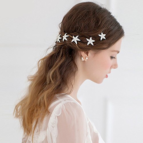 Dorquillas de Pelo, Czemo 6 piezas Pernos Pelo Cristal Estrellas de Mar Horquillas Novia Clips de Pelo Forma de U Clips