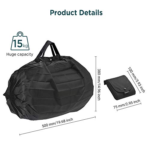 EasyAcc Bolsas de supermercado Reutilizables, Bolsa de Compras Plegable Lavable Grande 33LBS Resistente a los rasguños Resistente al desgarro Bolsa de Nailon Impermeable Ligero y Duradero Bolsas-L