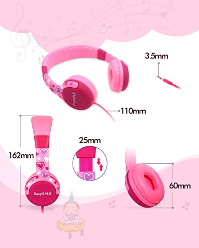 EasySMX Auriculares Niños, [Regalos Originales] Cascos de Diadema para Niños, Cascos Infantiles con Cable, 3.5 mm Jack, Volumen Limitado de 85Db para iPod iPad iPhone(3.5mm) Handy Tablet PC MP3 MP4