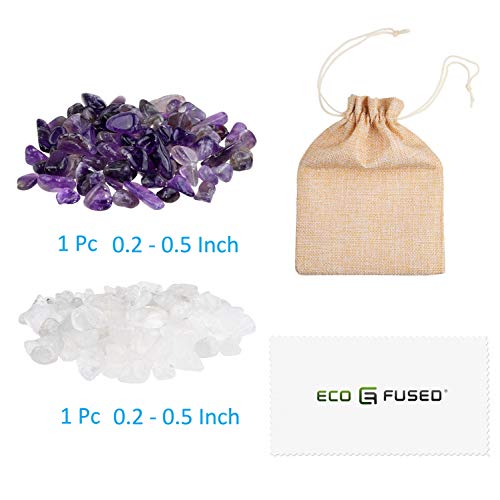 Eco-Fused Piedras de Cristal Pulidas Amatista y Cuarzo – Piedras Naturales con Formas Irregulares para Arte, Manualidades, Joyería, Decoración y Más – Decoración para Acuarios, Plantas y Velas