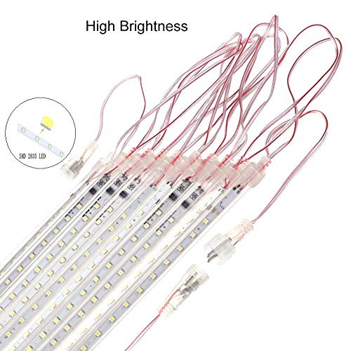 EEIEER LED luces de la lluvia de meteoritos, 30cm 8 tubo luces de cadena de 192 LED Falling Rain Drop Carámbano Snow Fall String luces a prueba de agua para las vacaciones árbol de Navidad