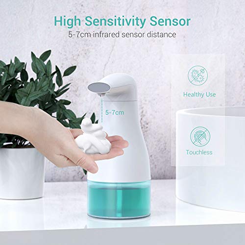 Elegear Dispensador Jabon Automático con Sensor, Dispensador de Jabon Espuma con Interruptor Ajustable sin Contactopara Baño Cocina Hogar, Blanco (250ML)