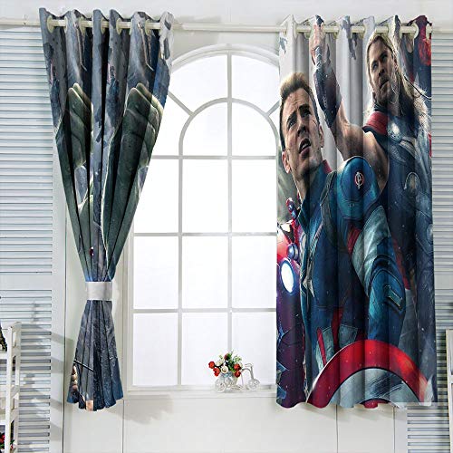 Elliot Dorothy Vengadores Superhero Capitán América Hulk cortinas personalizadas Backout cortina cortina de tela para dormitorio, sala de estar cocina W55 x L45