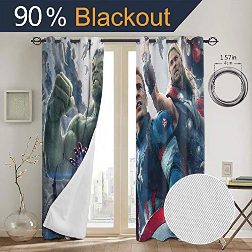 Elliot Dorothy Vengadores Superhero Capitán América Hulk cortinas personalizadas Backout cortina cortina de tela para dormitorio, sala de estar cocina W55 x L45