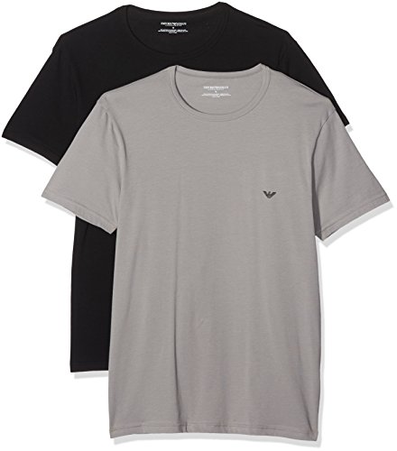 Emporio Armani 111267 Camiseta Interior, Multicolor (Black/Grey), Small (Tamaño del Fabricante:S) (Pack de 2) para Hombre