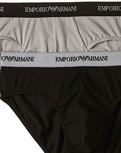 Emporio Armani Mens Knit 2 Pack Brie Calzoncillos, Multicolor (Black/Grey), Medium (Tamaño del Fabricante:M) (Pack de 2) para Hombre