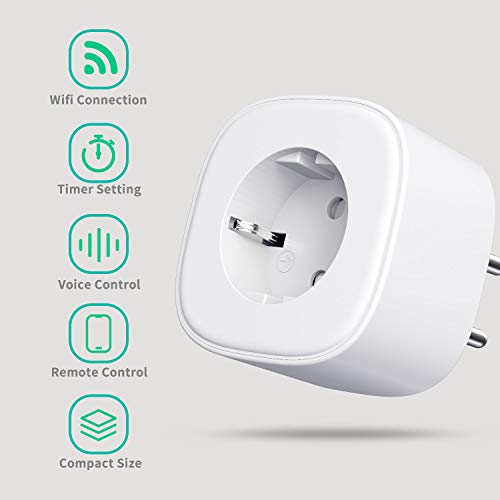 Enchufe Inteligente Wi-Fi Smart Plug 16A 3680W, Compatible con Apple HomeKit, Alexa Echo y Google Assistant. Control Remoto eHomeLife App.Paquete de 4.