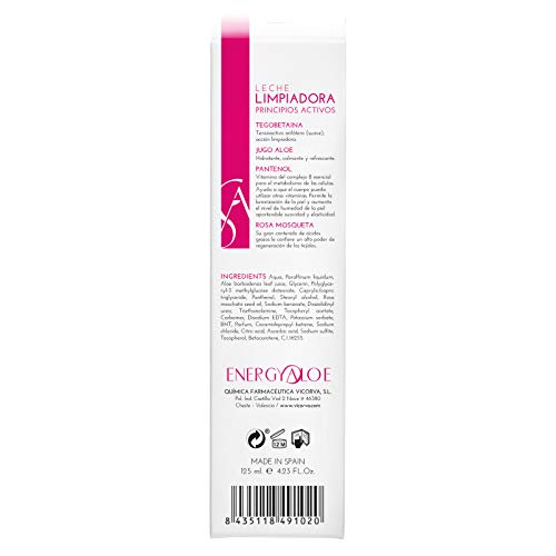 ENERGY@LOE LECHE LIMPIADORA | Acción Hidratante, Calmante y Emoliente | Limpia y elimina impurezas | Rosa Mosqueta y Pantenol | 125ml