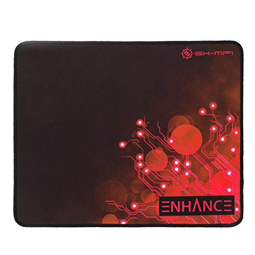 ENHANCE Alfombrilla Gaming XL Grande Superficie de Baja fricción para Buen Deslizamiento de ratón Costuras en los Bordes y Base de Goma Antideslizante Gamers Profesionales Rojo