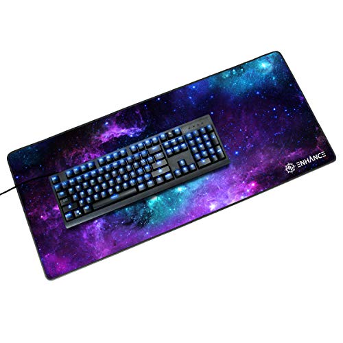 ENHANCE Alfombrilla Gaming XXL Teclado y ratón Superficie de Baja fricción para Buen Deslizamiento de ratón Costuras en los Bordes y Base de Goma Antideslizante Gamers Galaxy