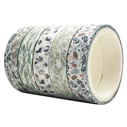 EnYan - Juego de 4 rollos de cinta de carrocero Washi, decorativa, japonesa, decorativa, para verano, flores de otoño, para manualidades, manualidades, álbumes de recortes, planificadores de diario