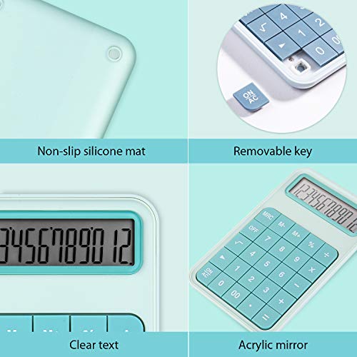 EooCoo Calculadora Sobremesa, Calculadora Básica con Pantalla LCD Grande de 12 dígitos Máquina para Oficina, La familia, Escuela, Mostrador de la tienda - Turquesa