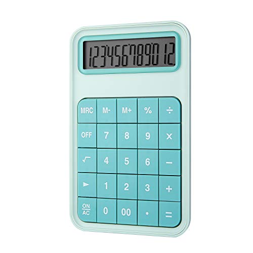 EooCoo Calculadora Sobremesa, Calculadora Básica con Pantalla LCD Grande de 12 dígitos Máquina para Oficina, La familia, Escuela, Mostrador de la tienda - Turquesa