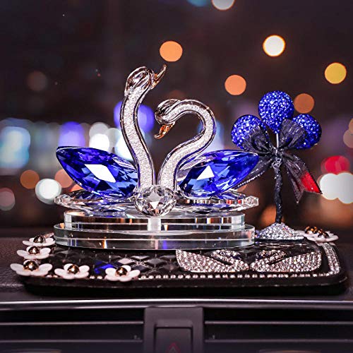 Escultura Animal Lovely Blue Crystal Swan Figurines Glass Car Botella de Perfume Swan Animal Paperweight Car Decor   Love Presents Girl Favorite Gift-Blue_2