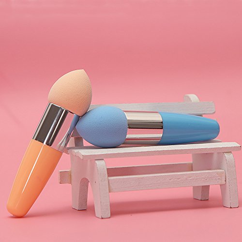 Esponja para maquillaje, Brocha con mango para maquillaje, polvos y corrector facial con esponja de mezcla de Glamza Ruwhere (2pcs)