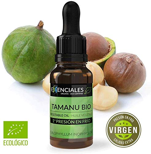 Essenciales - Aceite Vegetal de Tamanu/Calófilo Bio, Virgen, 100% PURO y Ecológico, 30 ml | Aceite Vegetal Calophyllum Inophyllum, 1ª Presión en Frío