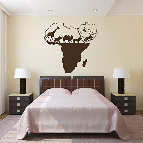 Etiqueta engomada del Arte del Vinilo Mapa del Mundo África Salvaje Naturaleza Animal decoración del hogar Etiqueta de la Pared decoración de la Sala Pintura de la Pared