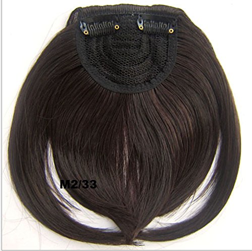 Extensiones de pelo largo de dos greñas laterales con flequillo sintético con cinta para el pelo, extensiones de pelo con clip, accesorios para el cabello lateral, aspecto de cabello humano, 33 colores en U Pick Middle