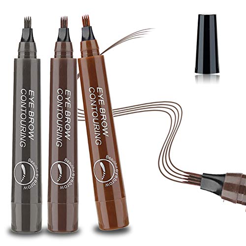 Eyebrow Pencil, Liquid Eyebrow Tattoo, Lapiz Cejas, Coloración de Cejas de 3 Colores Con Puntas Impermeable de Larga Duración Para Maquillaje Natural de Cejas