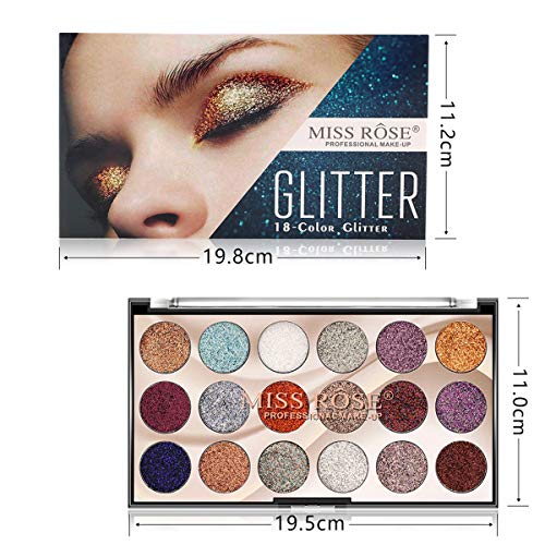 Eyeshadow Palette- HIROCK Paletas de sombras de ojos con brillo de 18 colores Maquillaje multirreflectante brillo Paleta cosmética waterproof de larga duración para ojos Cejas y esmalte de uñas (01)