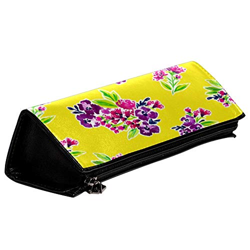 EZIOLY - Estuche para lápices o cosméticos, diseño de flores, color amarillo