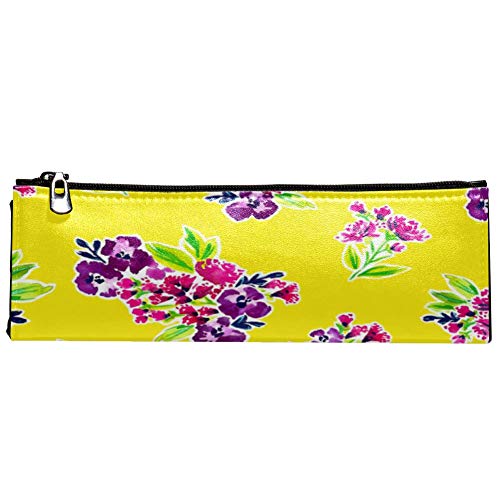 EZIOLY - Estuche para lápices o cosméticos, diseño de flores, color amarillo