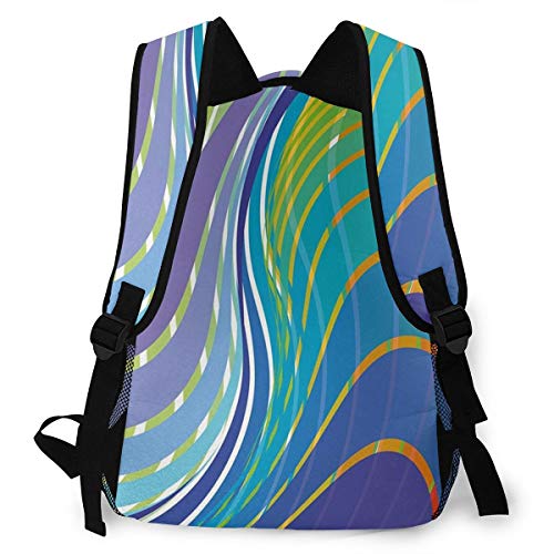 FDFCSD Mochilas Escolares, Líneas Curvas remolinadas Que fluyen Mochila Hombre Mujer Casual Mochila para Portatil 14 Pulgadas Mochila Universidad Resistente Mochila Instituto