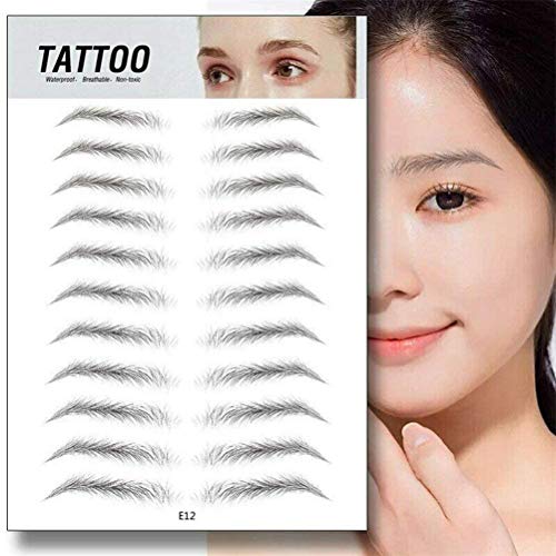 FFOMG 4D Hair-Like Authentic Eyebrows, Maquillaje para Cejas y Maquillaje, imitación Impecable, Tatuaje Natural Perezoso ecológico, Pegatinas de Cejas biónicas a Prueba de Agua (E12, Paquete de 2)