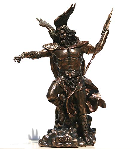 Figura decorativa con acabado de bronce, diseño de Dios Zeus Júpiter