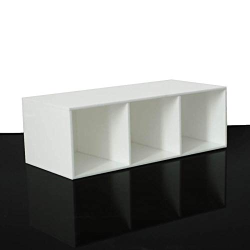 FIONAT Organizador Cosmético Caja De Almacenamiento De 3 Compartimentos Cepillo De Maquillaje Lápiz De Cejas Acrílico Baño De Escritorio Caja De Almacenamiento Negra, Blanca_21 * 6.7 * 9Cm